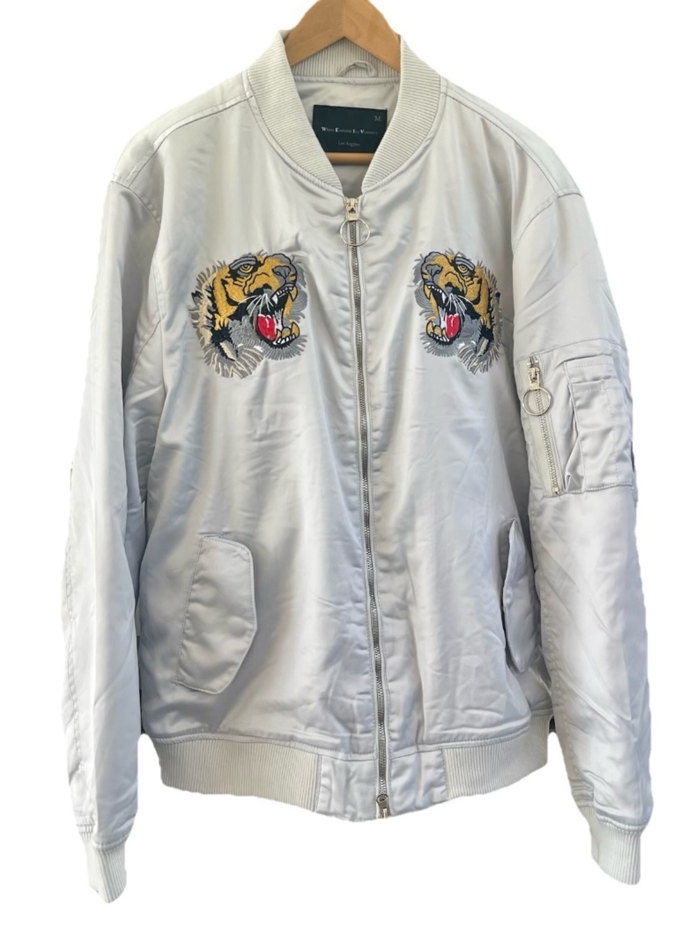 Dogtown California Bomber Jacket Mens M Embroidered Tiger Satin WEIV LA